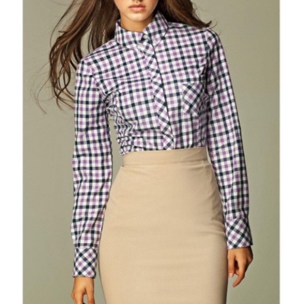 NWOT Nife Women’s Fitted Plaid Button Down Top, Size Medium